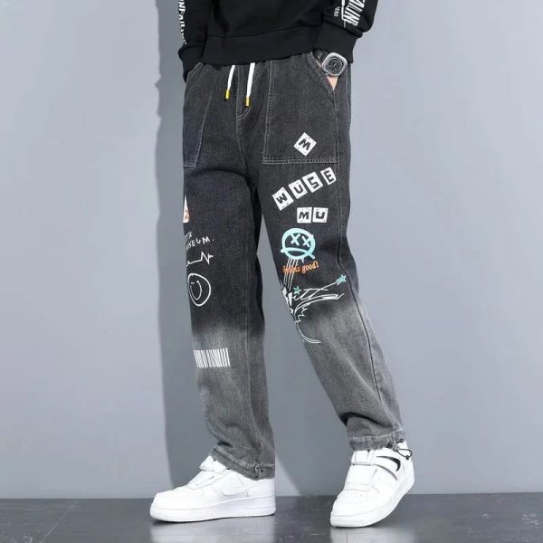 New Graffiti Cartoon Printed Men’S Jeans HVNHD18