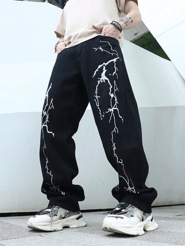 Men’S Graffiti Printed Jeans Hip Hop Pants M00008 HVNHD12