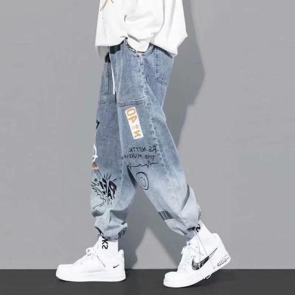 New Graffiti Cartoon Printed Men’S Jeans HVNHD18