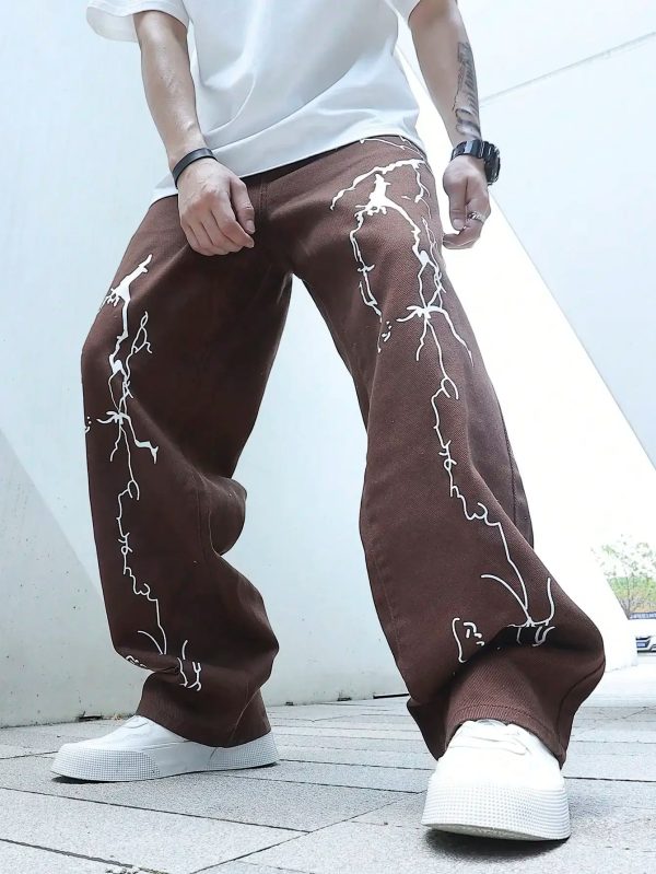 Men’S Graffiti Printed Jeans Hip Hop Pants M00008 HVNHD12