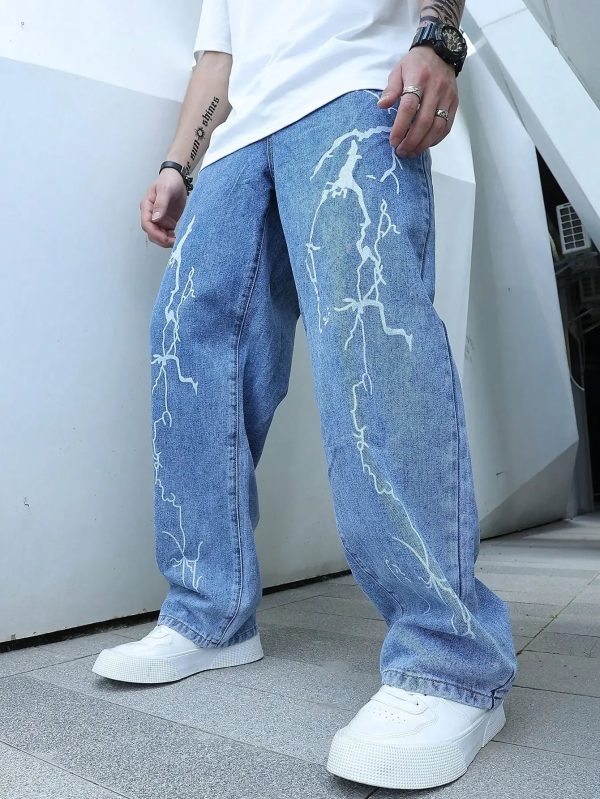 Men’S Graffiti Printed Jeans Hip Hop Pants M00008 HVNHD12