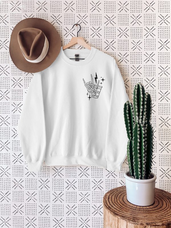 Skeleton Coffee Sweatshirt, Retro Halloween Sweater, Skull Caffeine Shirt, Skeleton Hand Halloween Hoodie