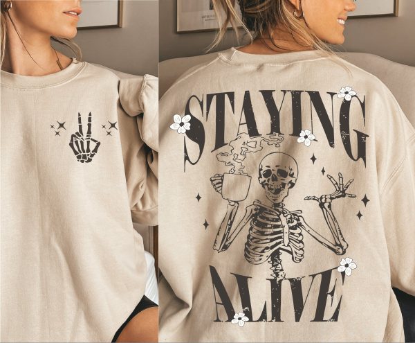 Staying Alive, Skeleton Coffee T-Shirt