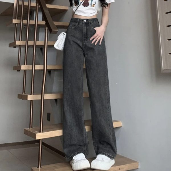 Woman Vintage Wide Leg Jeans Girls High Waist