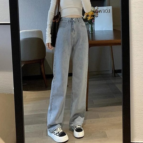 Woman Vintage Wide Leg Jeans Girls High Waist