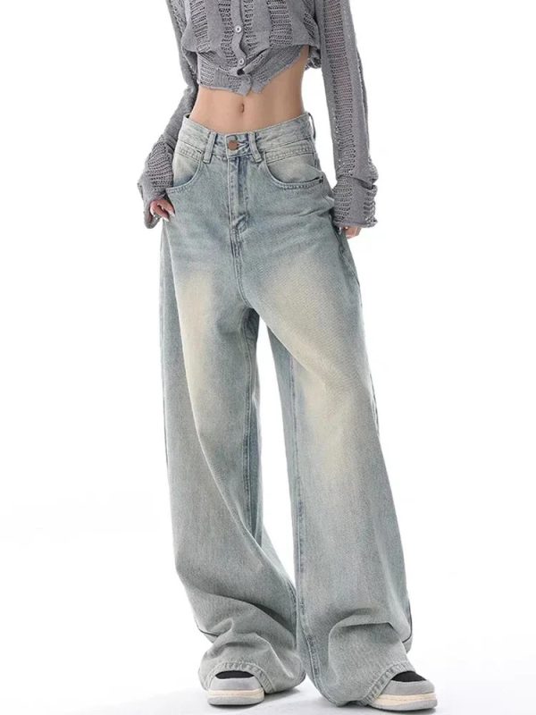 Y2K High Waist Wide Leg Jeans for Women Fall Winter