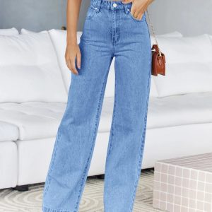 Women’s High Waisted Jeans Y2K Blue Black Baggy Leg