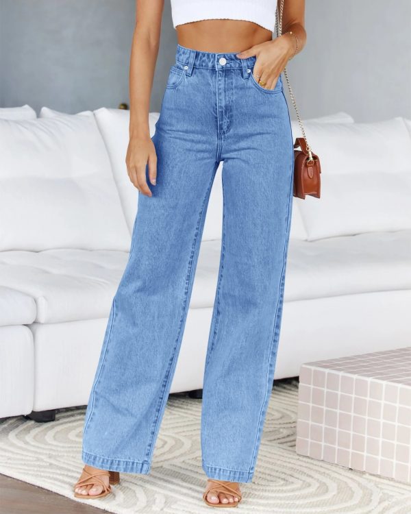 Women’s High Waisted Jeans Y2K Blue Black Baggy Leg