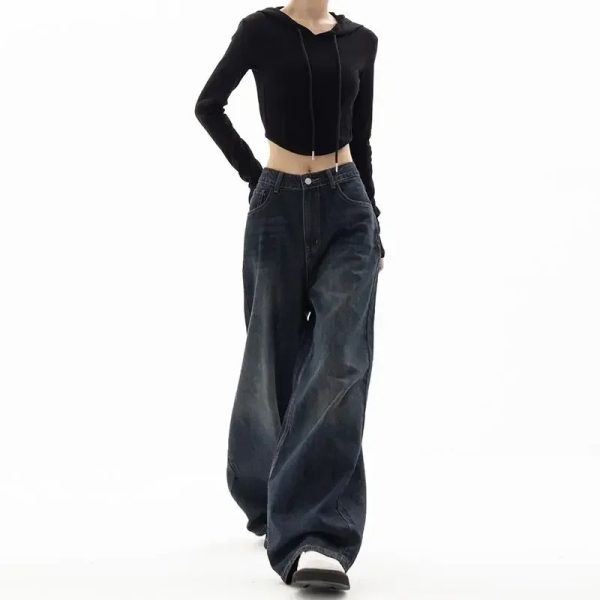 Women’s Oversized Classic Black Wide Leg Jeans