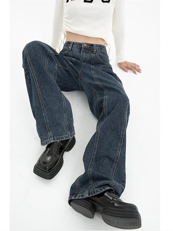 Women’s Jeans High Waist Vintage Straight Baggy