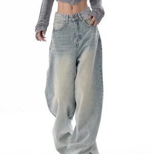 Y2K High Waist Wide Leg Jeans for Women Fall Winter