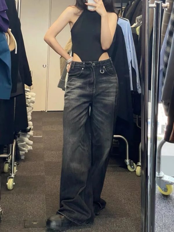 Women’s Oversized Classic Black Wide Leg Jeans