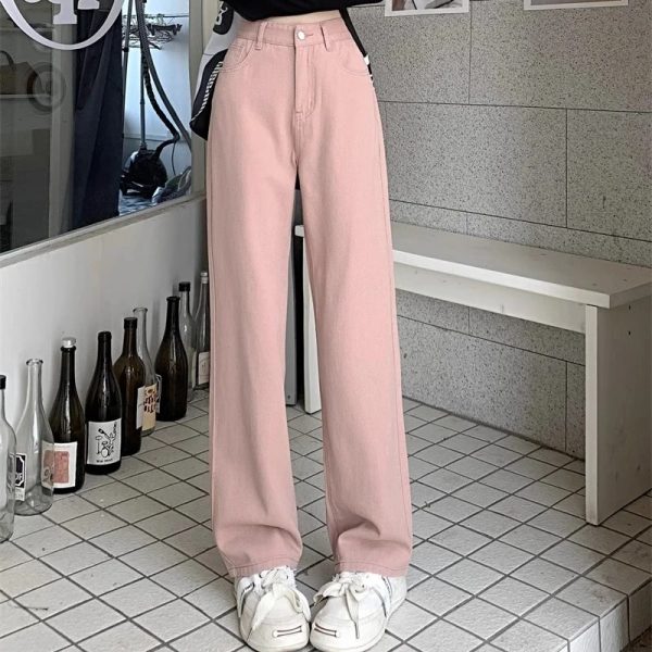 Woman Vintage Wide Leg Jeans Girls High Waist