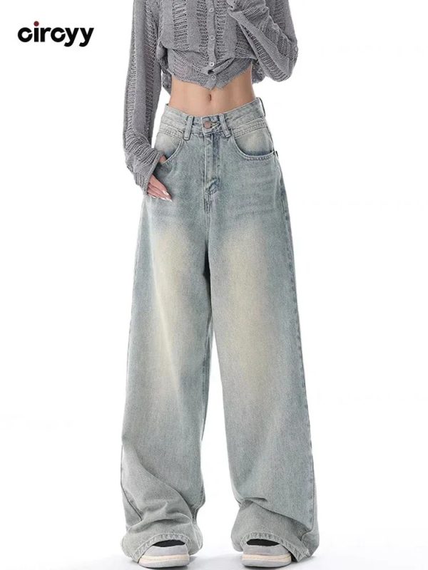 Y2K High Waist Wide Leg Jeans for Women Fall Winter