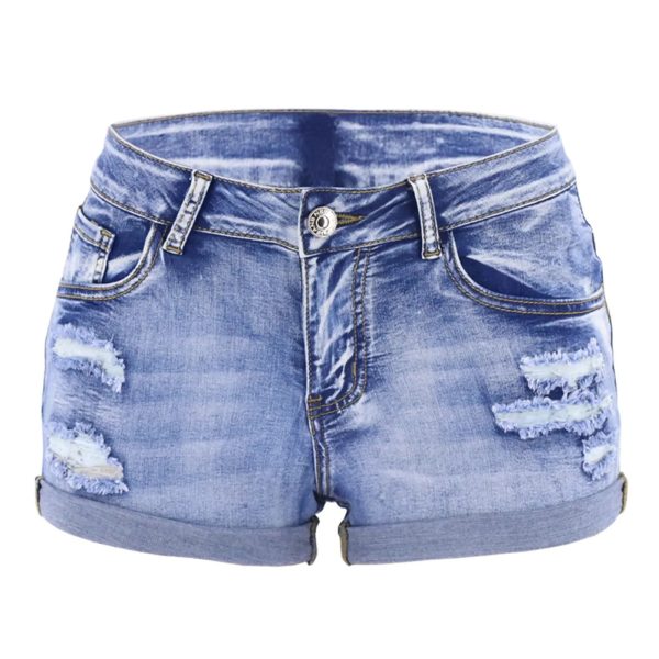 Women’s Split Denim Shorts, Stretchy Tight Casual Shorts