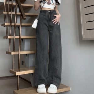 Woman Vintage Wide Leg Jeans Girls High Waist