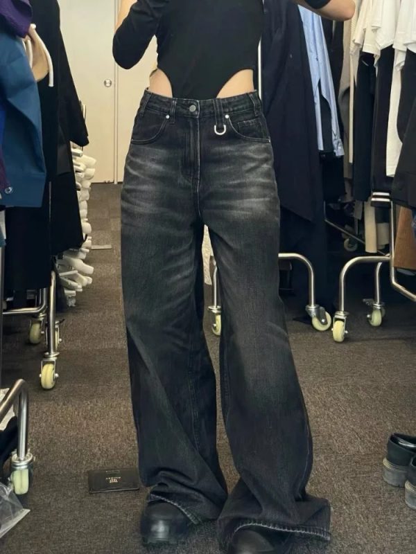 Women’s Oversized Classic Black Wide Leg Jeans