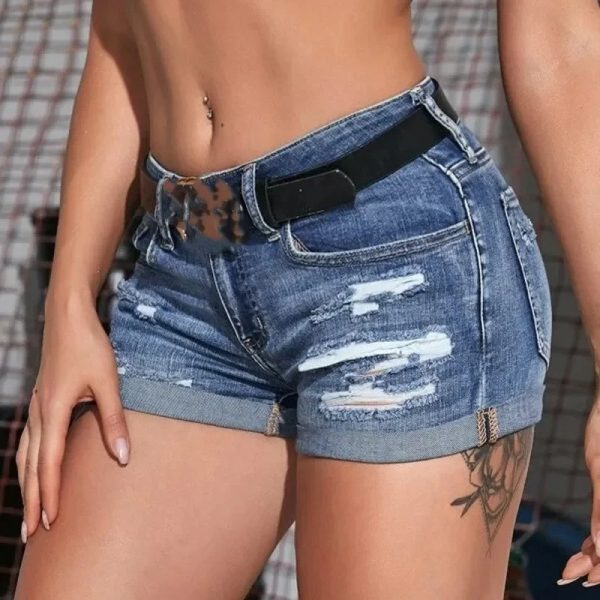 Women’s Split Denim Shorts, Stretchy Tight Casual Shorts