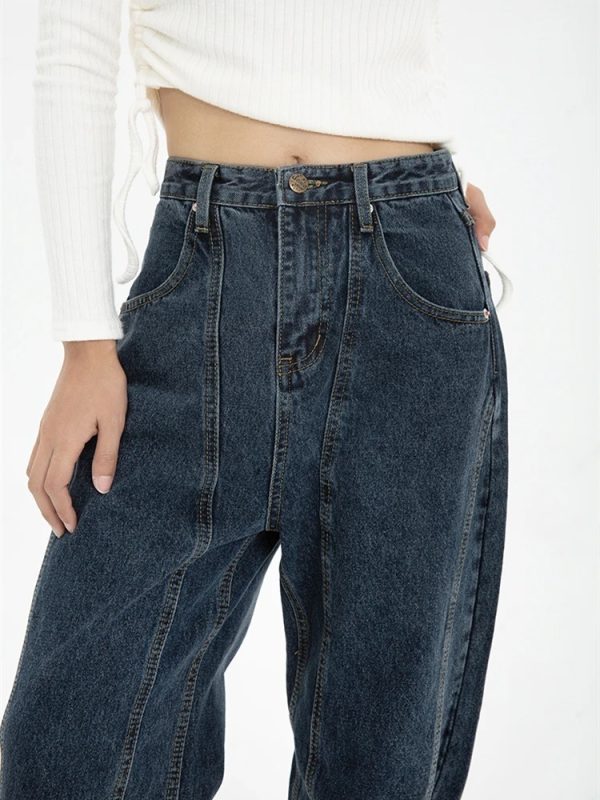 Women’s Jeans High Waist Vintage Straight Baggy