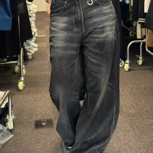 Women’s Oversized Classic Black Wide Leg Jeans