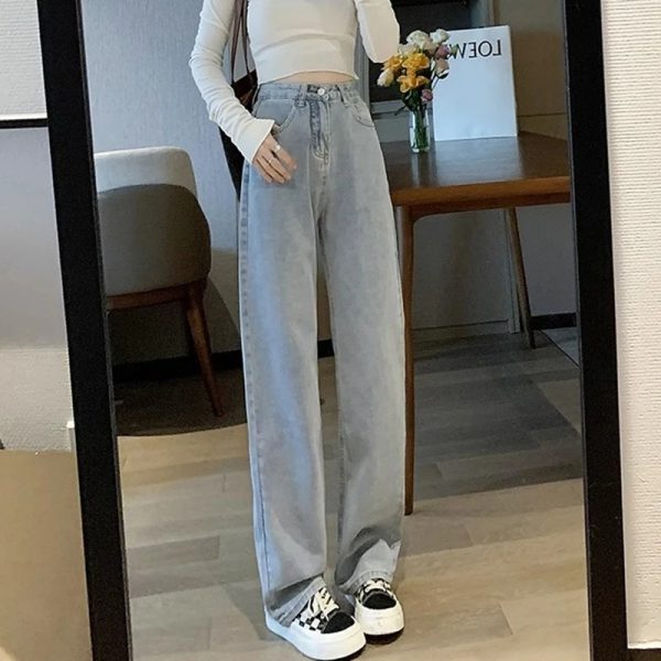 Woman Vintage Wide Leg Jeans Girls High Waist