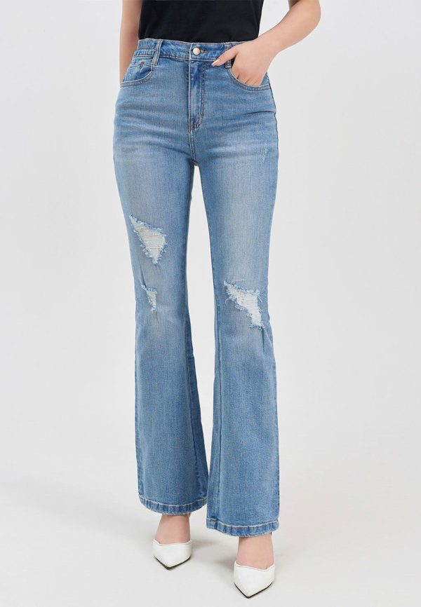 Women’s Ripped Flared Jeans WHVNGVN59