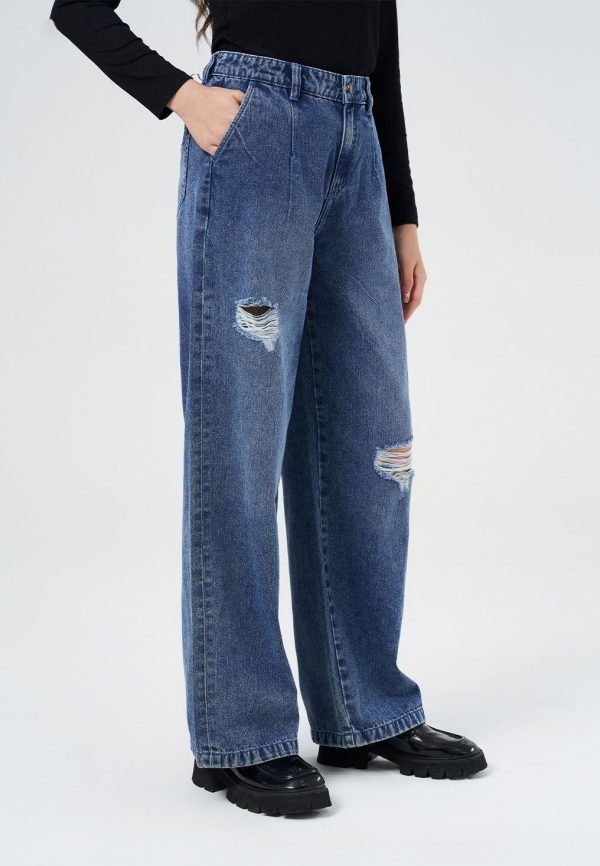 Women’s Ripped Wide Leg Jeans WHVNGVN33