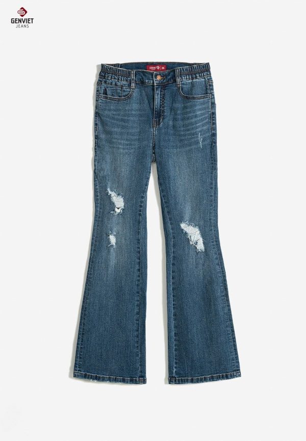 Women’s Ripped Flared Jeans WHVNGVN59