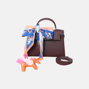 Angola Red Cowhide Handbag With Silver Turn Lock